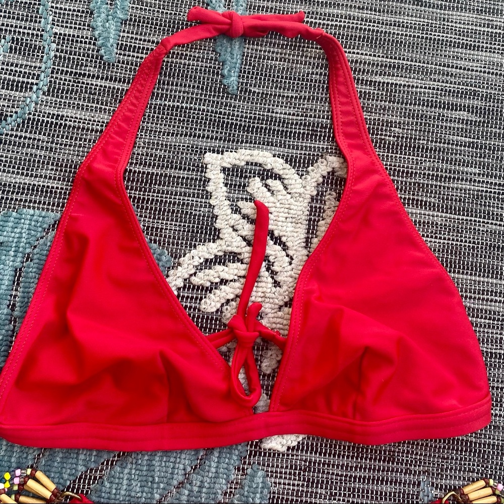 3/$25! Aurea Rio Swimwear Boutique Halter Bikini Top & Brazilian Bottom XL - Picture 3 of 7